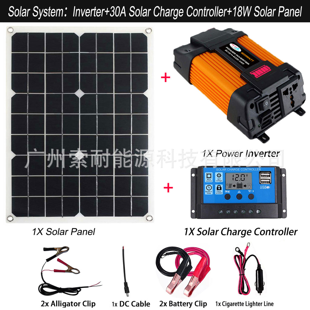 Solar Energy Kit System:Compatible with Inverter 30A Controller 18W Solar Panel Solar System