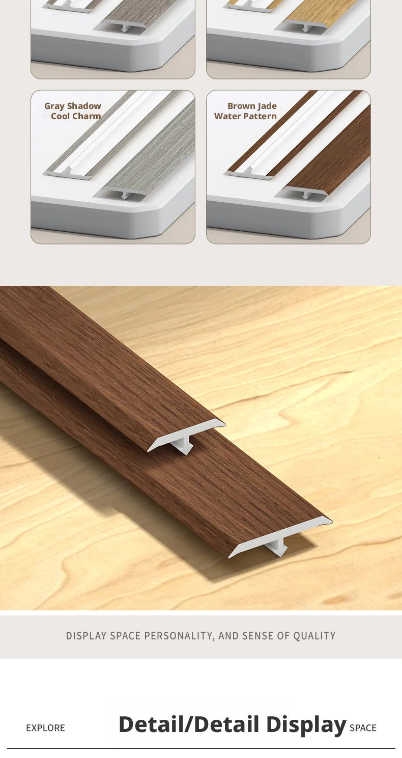 Wood Floor T Flat nail trim strip PVC Edge trim, doorway threshold trim, decorative trim, gap sealing trim