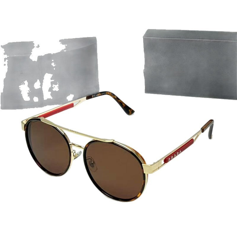 Vintage Oval Fashion Double Bridge Metal Sunglasses European and American Trendy Unisex Sunglasses Cool Sunglasses