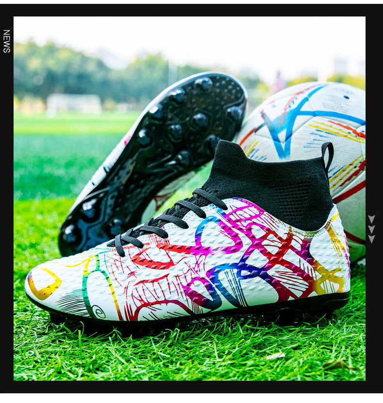 Youth Football Shoes Men and Women Long Spikes Adult Professional Sports Training Shoes Artificial Grass Non-Slip Wear-Resistant Competition Shoes