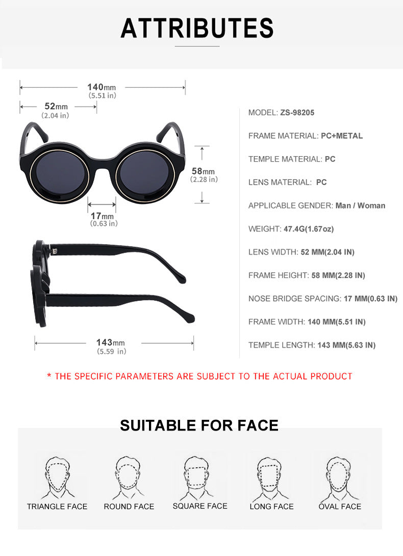 Sunglasses European and American Fashion Round Frame Sunglasses Men's High-end Sunglasses Men's Wholesale sunglasses
