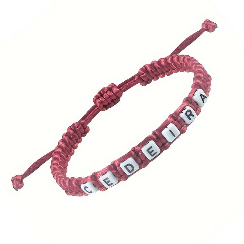 Hand-woven Colorful Bracelet for Women, Stretchable Gift Bracelet CEDEIRA Acrylic Letter Woven Bracelet