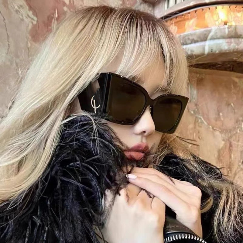 Yang Shulin Style Cat Eye Sunglasses for Women Fashion Large Frame Sunglasses High-end Sun Protection Glasses glasses