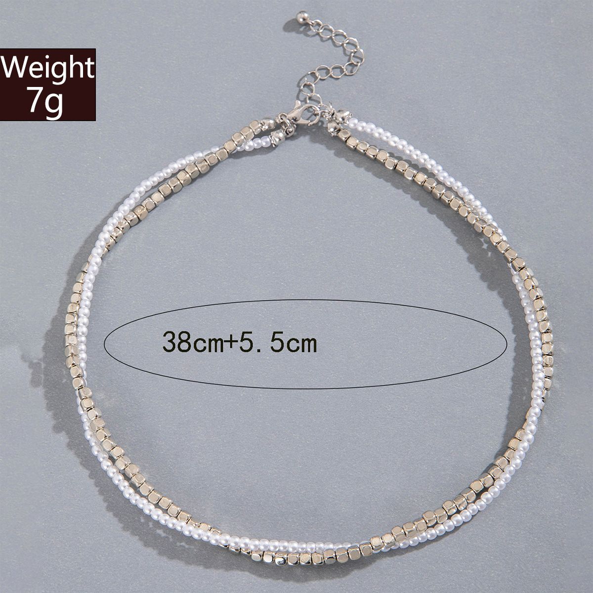 European and American Ornament  Simple Versatile Japanese and Korean Fresh Style Beaded Sugar Cube Round Bead Pearl Necklace Wholesale