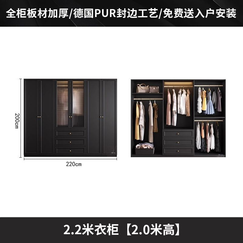 Vintage Style Wardrobe Black Cabinet Wardrobe for Home Bedroom Small Apartment Modern Simple Side Cabinet Top Cabinet Furniture Wardrobe