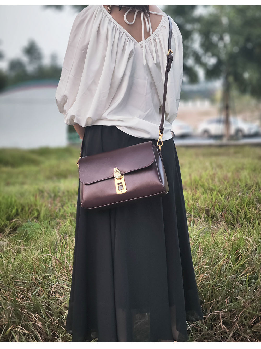 Fingerprint Unlock Bag Niche Genuine Leather Women's Bag High-end Flocked Top Layer Cowhide Single Shoulder Crossbody Commuter Underarm Bag