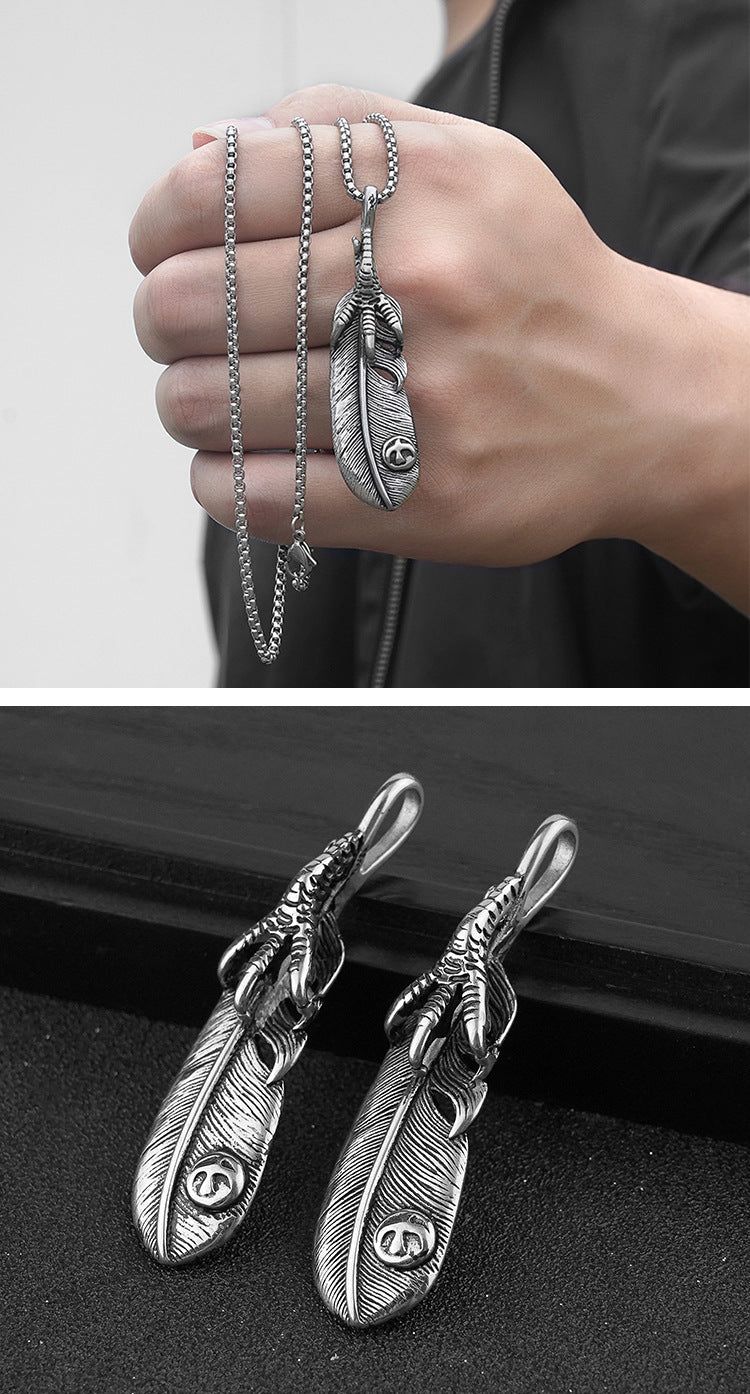 European and American Retro Men's Stainless Steel Pendant Trendy Men's Domineering Steel Pendant Takao Goro Big Claw Pendant
