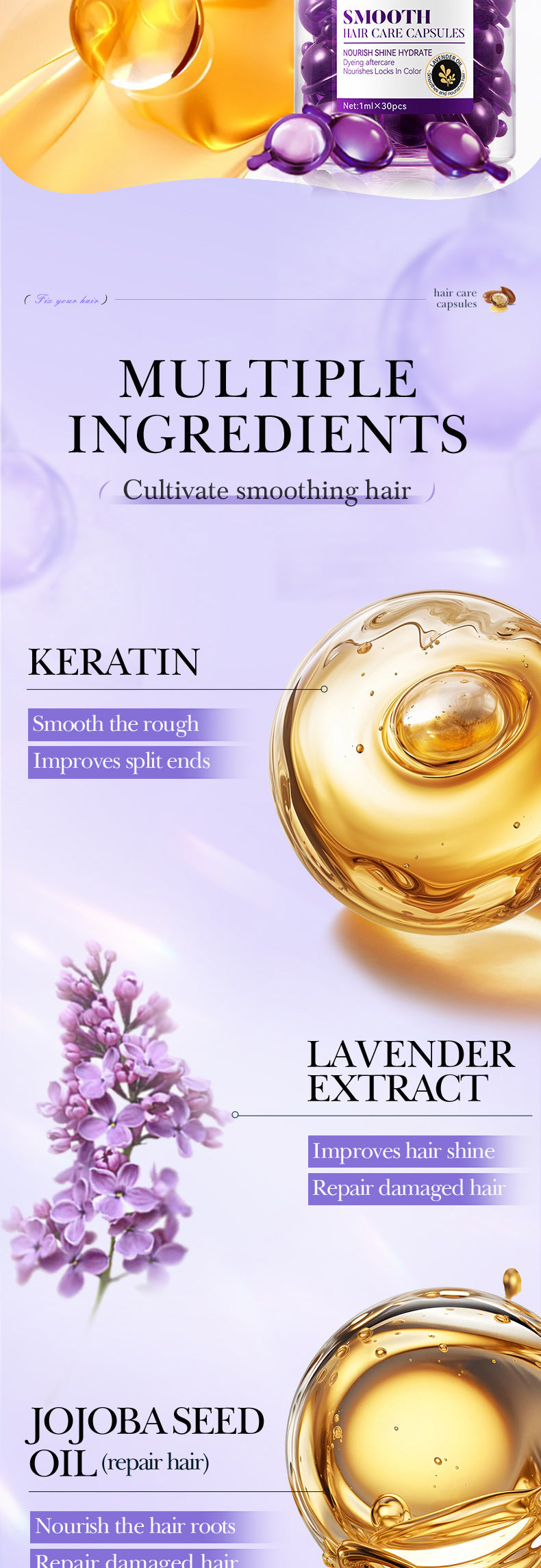 Full English Nut Oil Hair Care Capsules SADOER Improve Frizz Essential Oil Capsule Conditioner  Wholesale