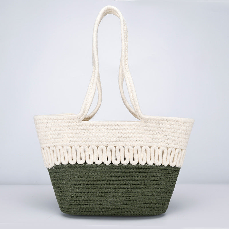 Single Shoulder Bag Hollow Summer Woven Bag New Large Capacity French Straw Bag Beach Vacation Beach Bag for Women