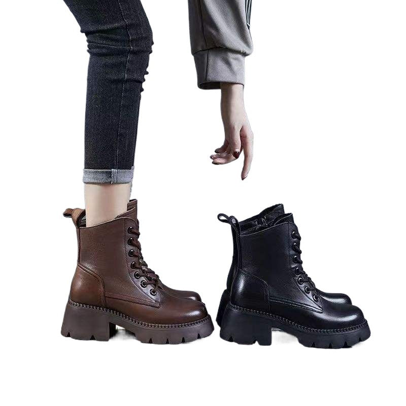 Off-Season Short Boots for Petite Figures to Appear Taller and Slimmer2025New Martin Boots Height-Increasing Women's Boots Thick Heel Thick Sole Versatile