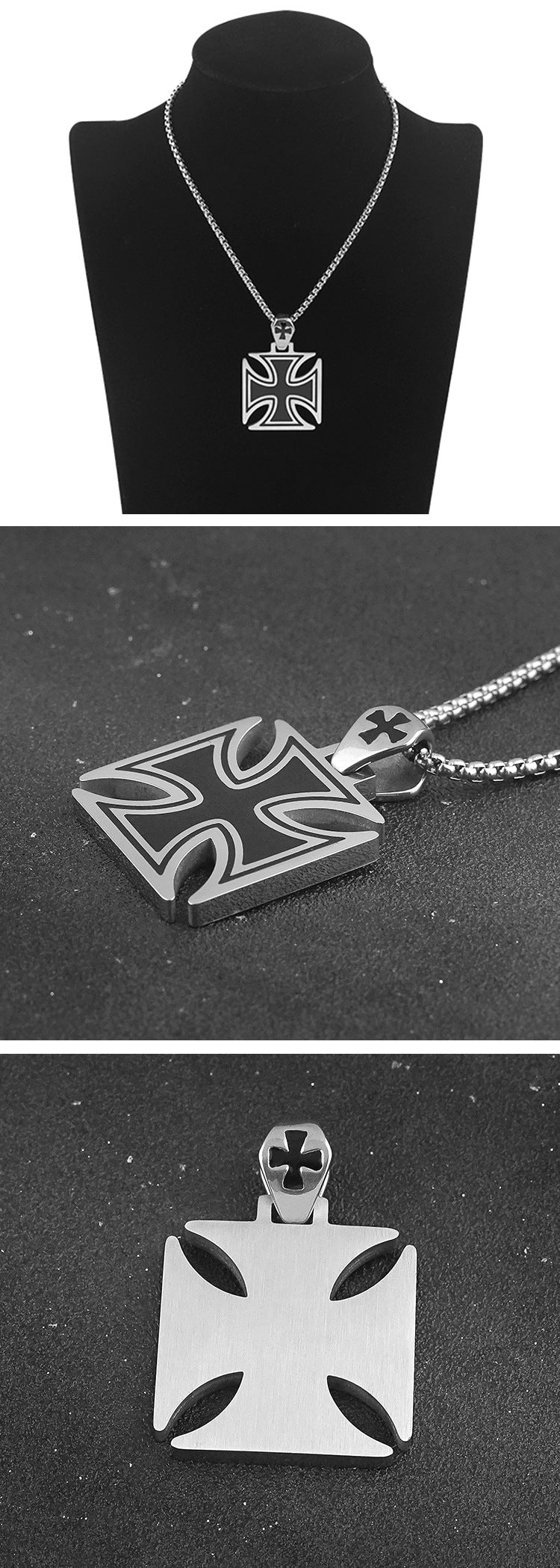 Hot Fashion Hip-Hop Versatile Titanium Steel Cross Pendant Personality Unisex Casual Couple Stainless Steel Necklace