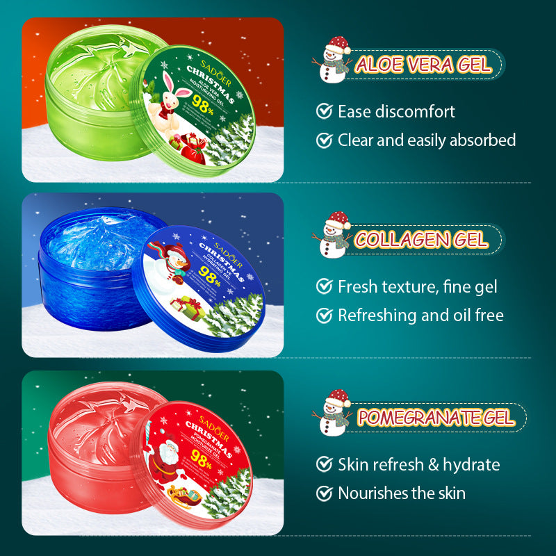 Christmas Red Pomegranate Moisturizing Gel SADOER Moisturizing Aloe Vera Gel Cream Cross-Border Foreign Trade Wholesale