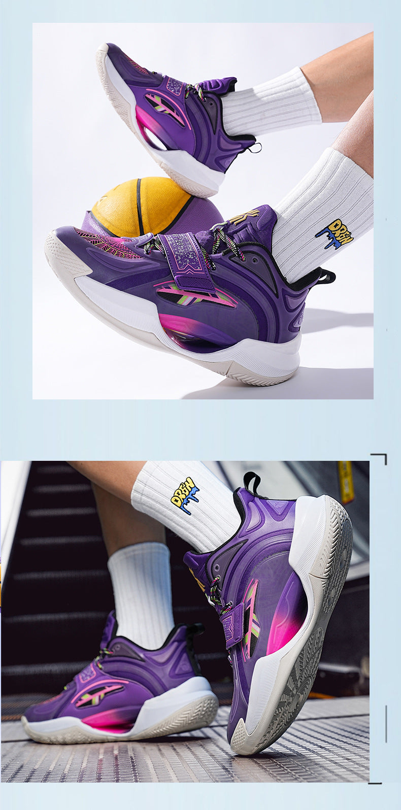 Plus Size Trendy Fashion Mesh Breathable Sports Shoes Youth Training Combat High Elastic Wear-Resistant Basketball Shoes