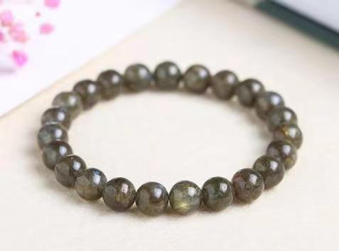 European and American Crystal Bracelet8MM Beaded Natural Stone White Pine Malachite Colorful Elastic Bracelet