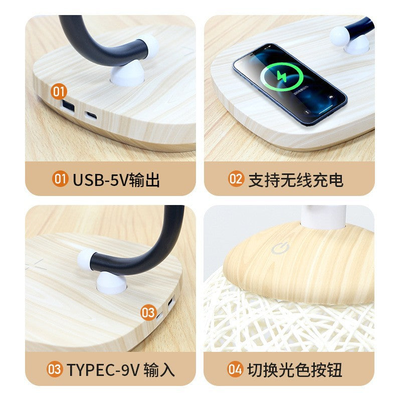 Customized Night Light Multi-Functional Wireless Charging Desk Lamp Desktop Atmosphere Light Eye Protection Desk Lamp Office Business Gift Lamp