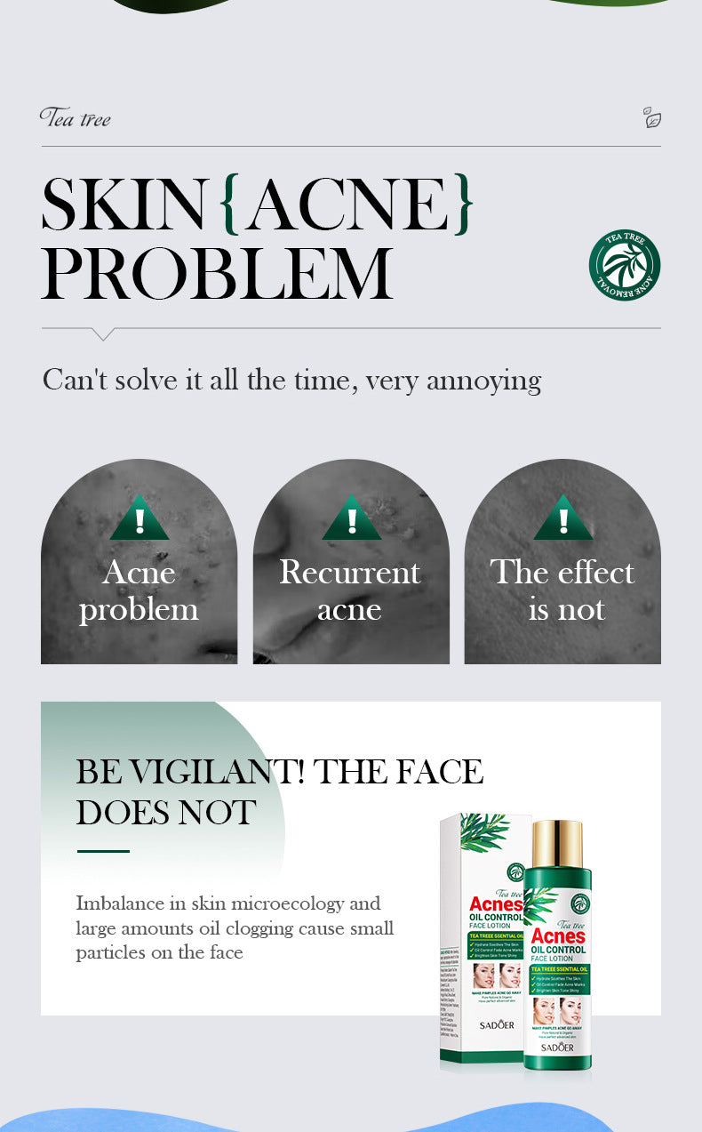 Full English Tea Tree Skincare Set SADOER Cleansing, moisturizing, hydrating five-piece set for  foreign trade wholesale