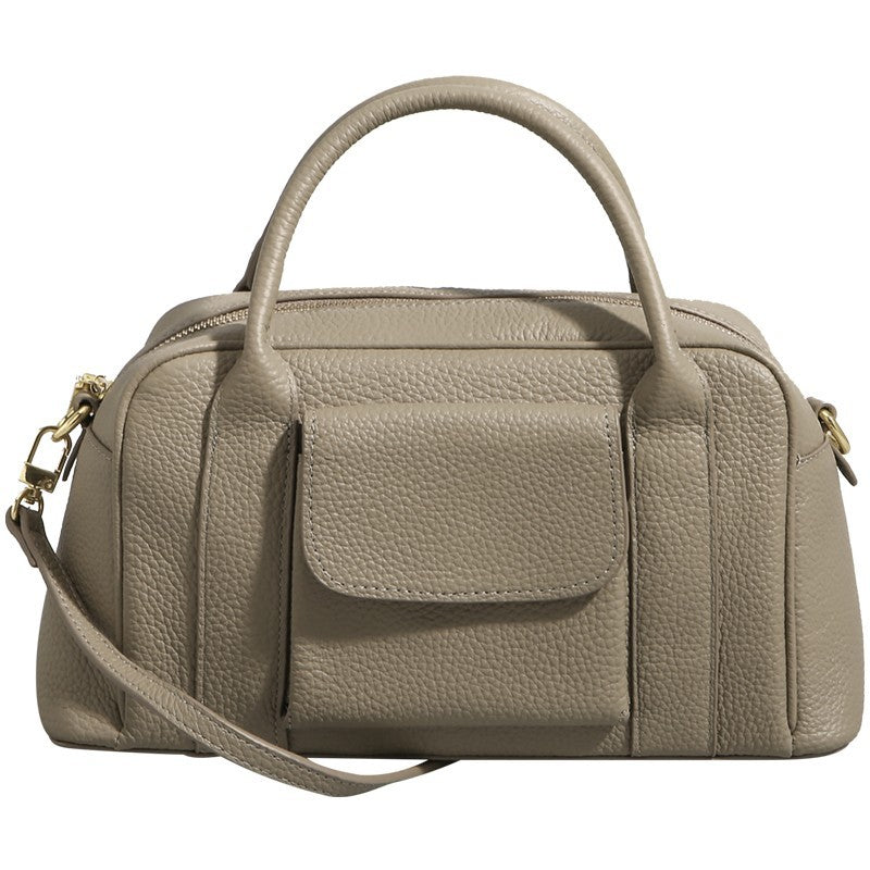 Guangzhou Luggage2025New Top Layer Handheld Cowhide Boston Bag Large Capacity High-end Handbag Crossbody Genuine Leather