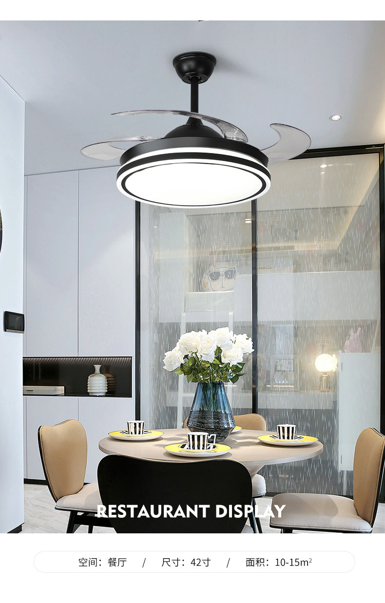 Invisible Fan Light for Home Bedroom Living Room Silent Variable Frequency Electric Fan Light Modern Simple Dining Room Ceiling Fan Light Wholesale