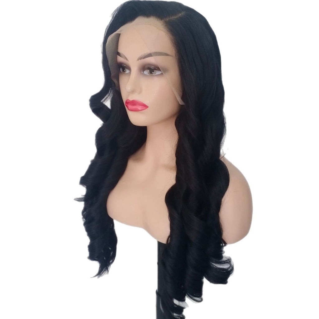 13*4 Lace Front 28 inch Long Black Wavy Hair Wig