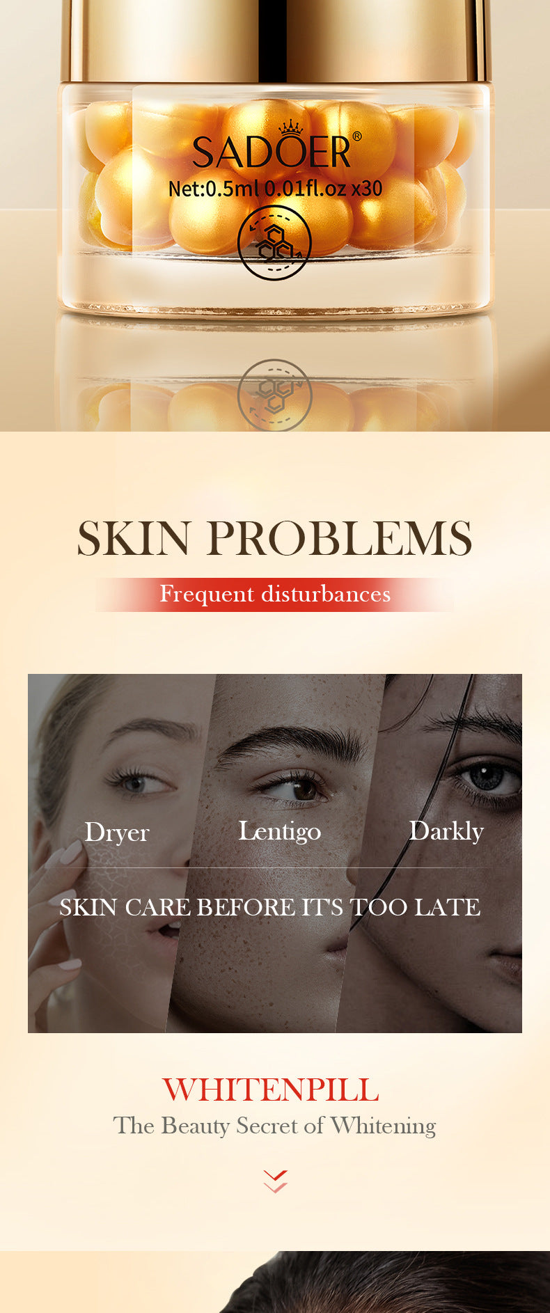 Anti-Wrinkle Pills Anti-Wrinkle Essence Oil SADOER Firming, Moisturizing and Rejuvenating Essence Cross-Border Foreign Trade Wholesale