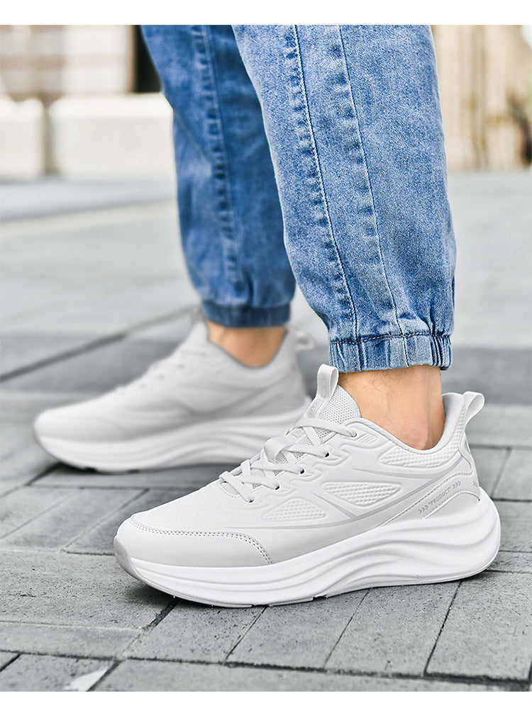 2025New Large Size Leather Waterproof Trendy Casual Men's Shoes Non-Slip Wear-Resistant Sports Shoes Shock Absorption Comfortable Running Shoes