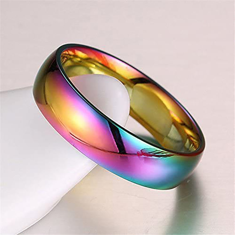 European and American Hematite Curved Ring for Men with High-end Feel, Personalized Ring for Women, Simple Colorful Faceted Ring