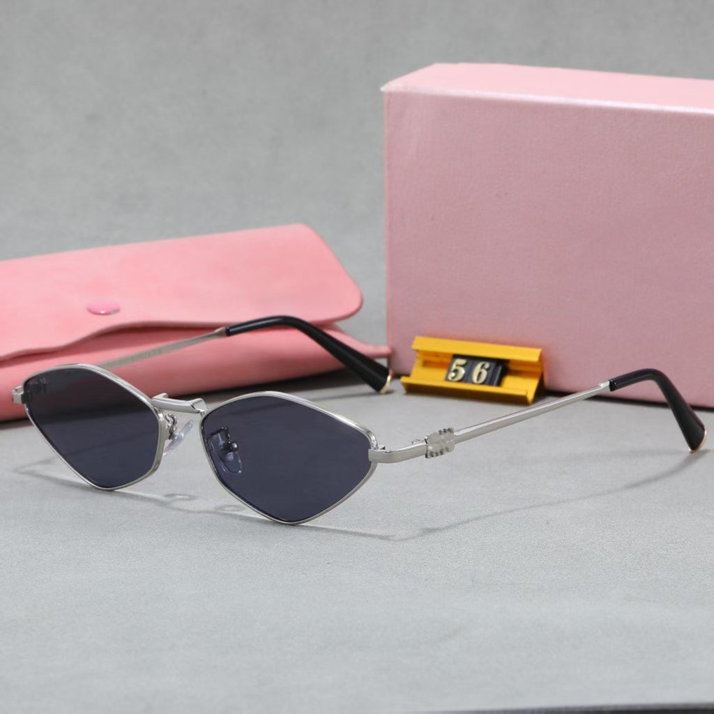 Sunglasses miu Polygonal European and American Style ins Metal high-end sunglasses for women, stylish and unique eyewear