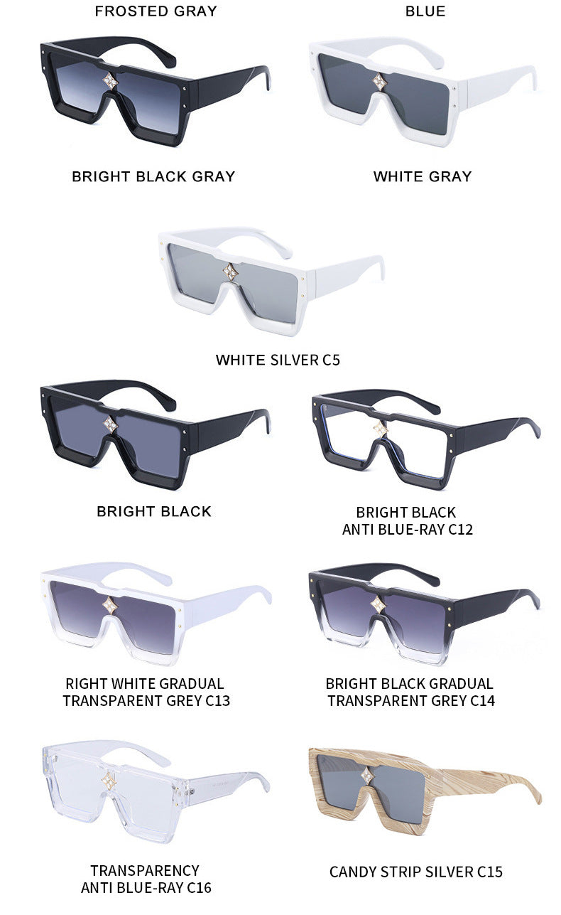 2025European and American 0k Rich Women Large Frame Sunglasses New One-piece Internet Celebrity Sunglasses for Women Trendy sunglasses