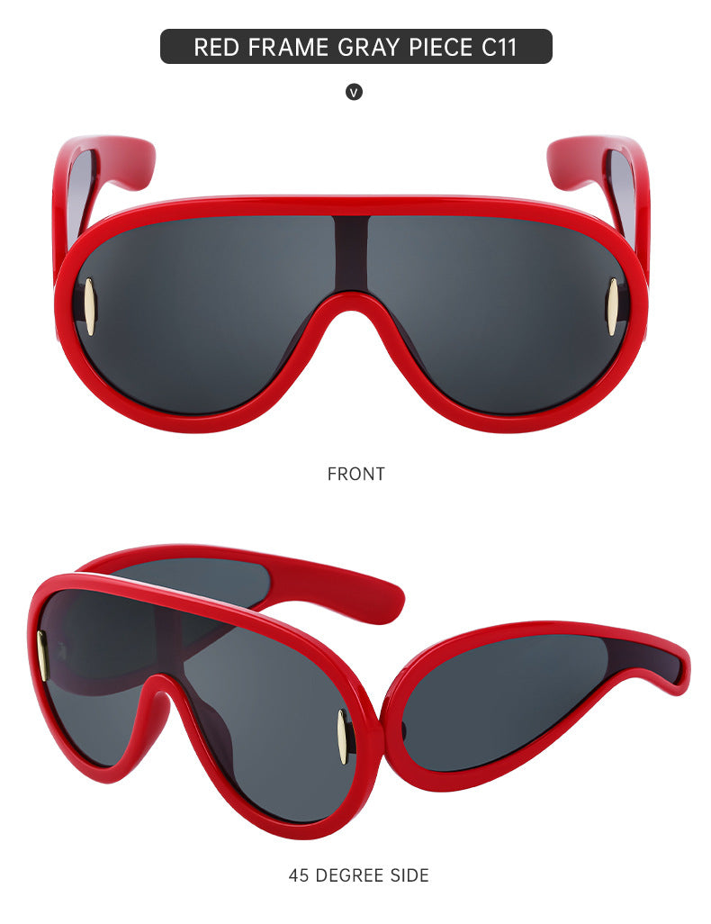 INS One-piece Large Frame Sunglasses for Women, European and American Fashion Sports Cycling Sunglasses, Windproof Glasses Wholesale