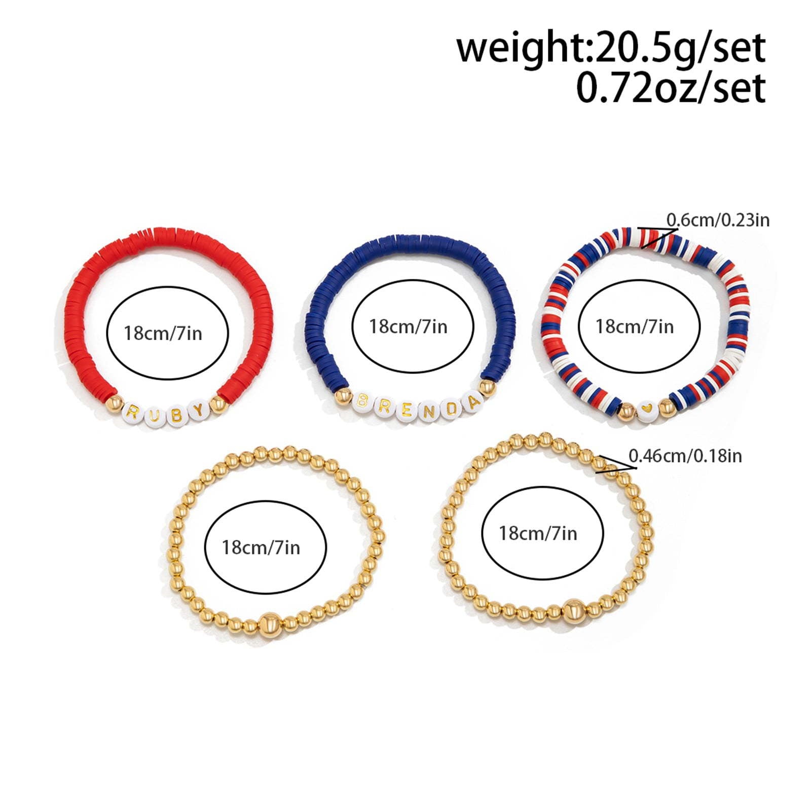 Men's Bracelet Set Beaded Heart Star Letter Soft Clay Jewelry Couple Bracelets Independence Day Bracelet