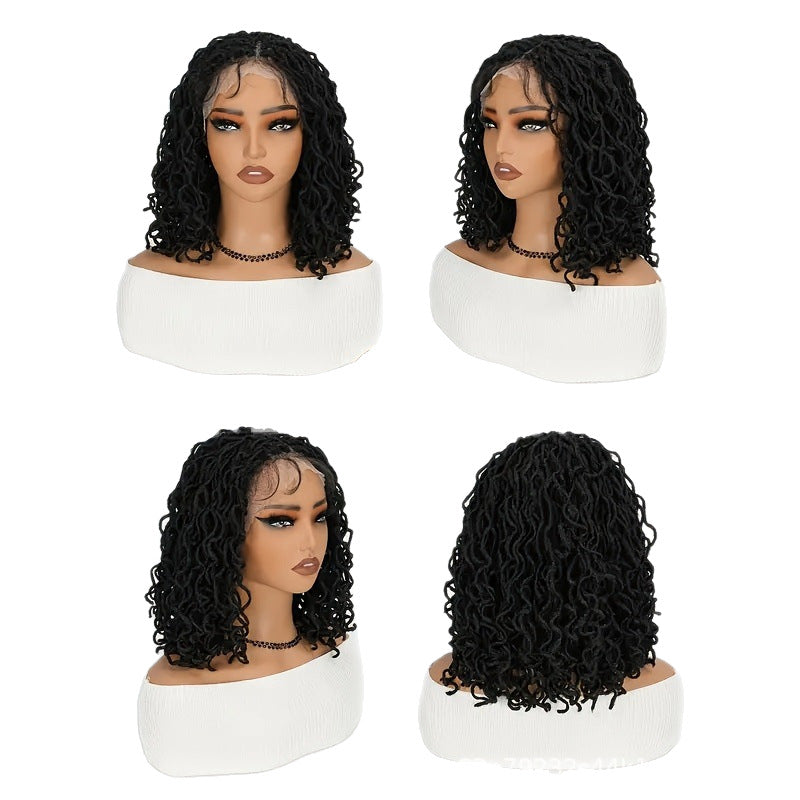 Cross-border Synthetic Hair Wigs European and American Style Small Curls Afro Braid Wig African Dirty Braids Crochet Hair Extensions Full lace Headgear