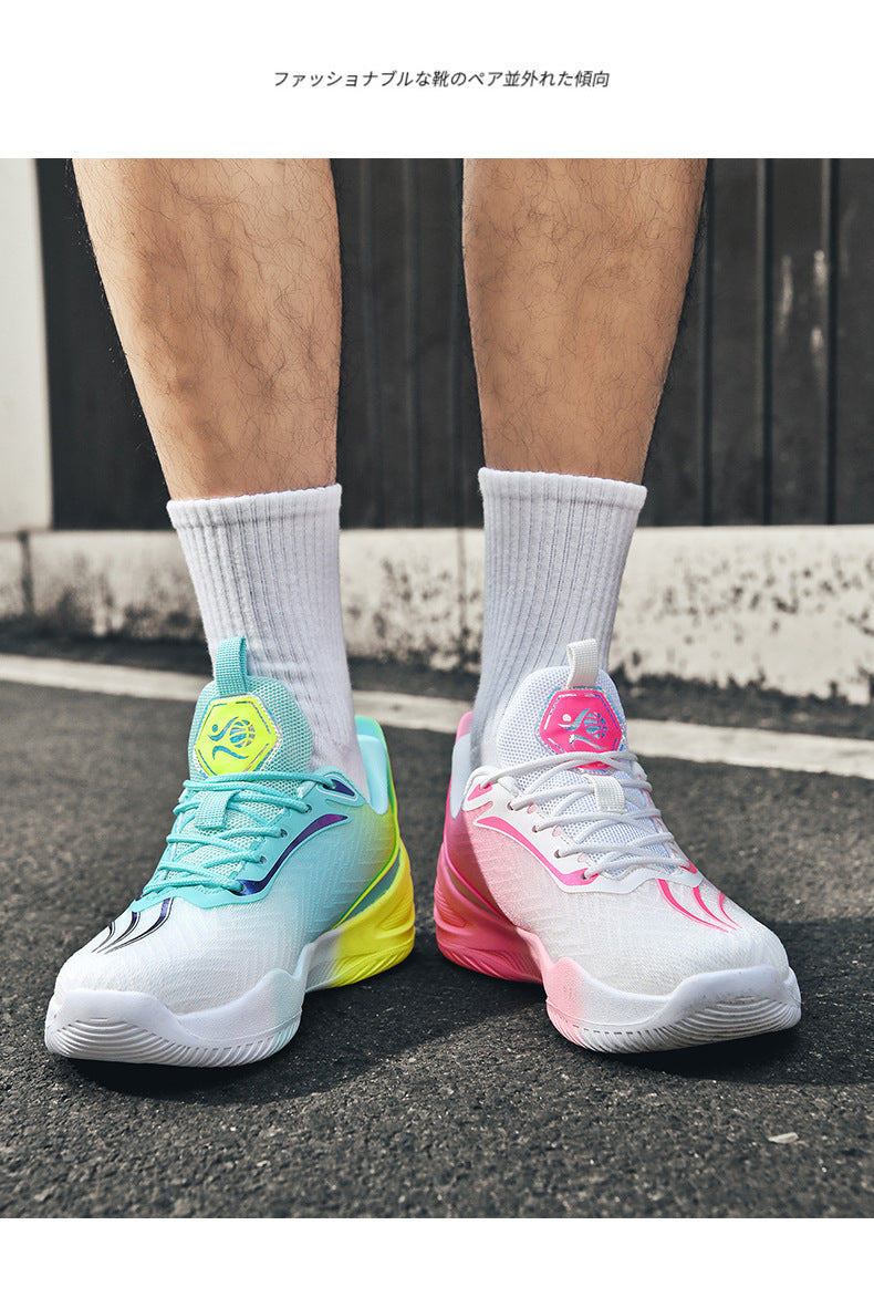 Hot-Selling Youth Mandarin Duck Breathable Basketball Shoes Outdoor Practical Wear-Resistant Non-Slip Couple Style Training Sports Shoes