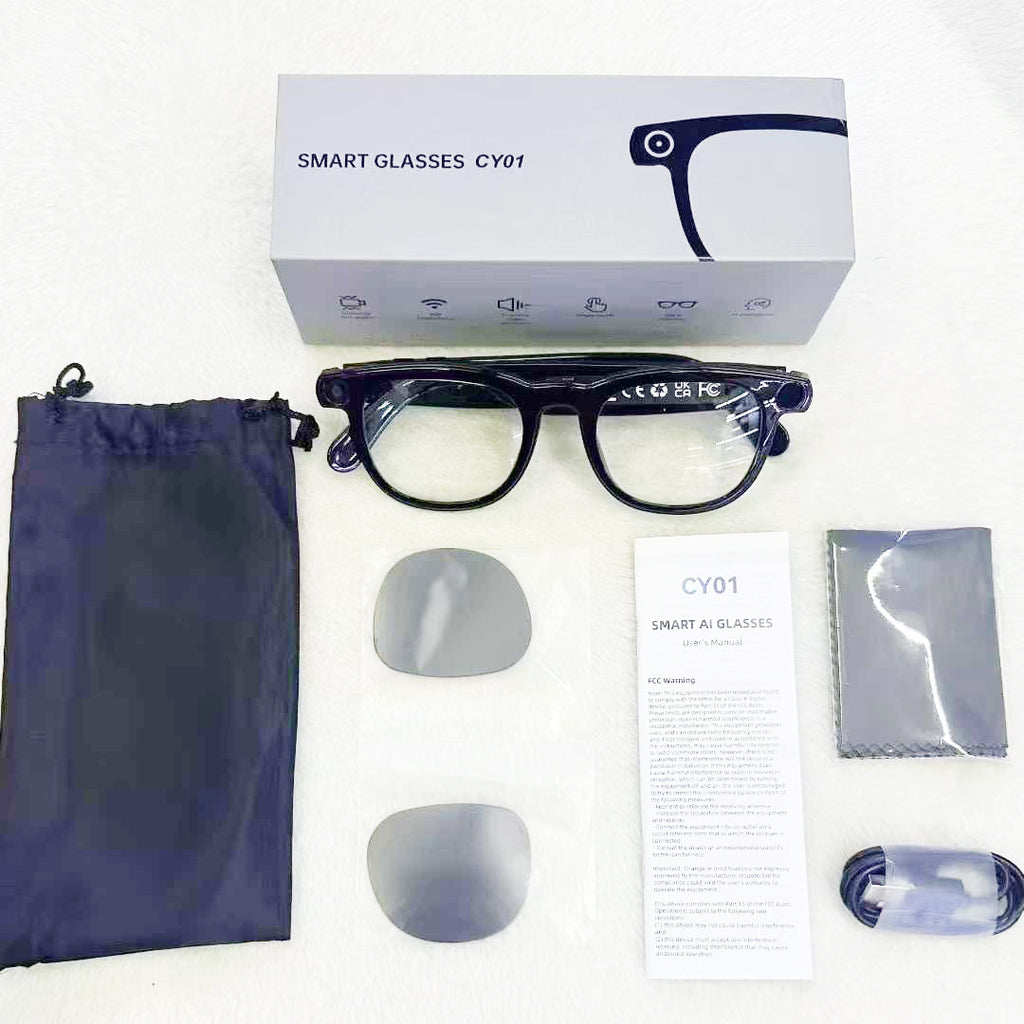 CY01Smart Glasses800100 Megapixel Camera with Image Stabilization1200P Video Recording AI Simultaneous Translation Character Recognition