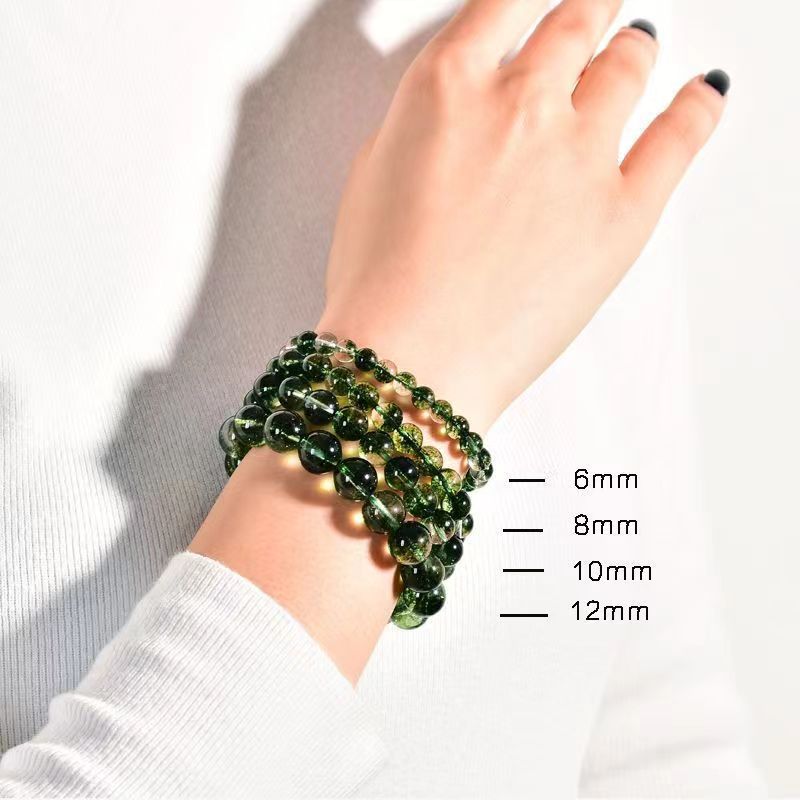 New Green Ghost Bracelet6mm Elastic Cord Beaded Women's Lucky Bracelet Green Phantom Crystal Bracelet