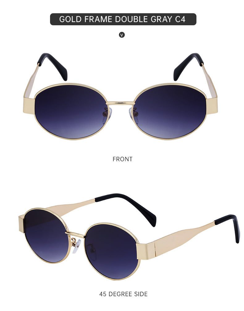 New European and American Fashion Oval Frame Sunglasses for Women High-end Sunglasses for Women Trendy Sunscreen Wholesale sunglass