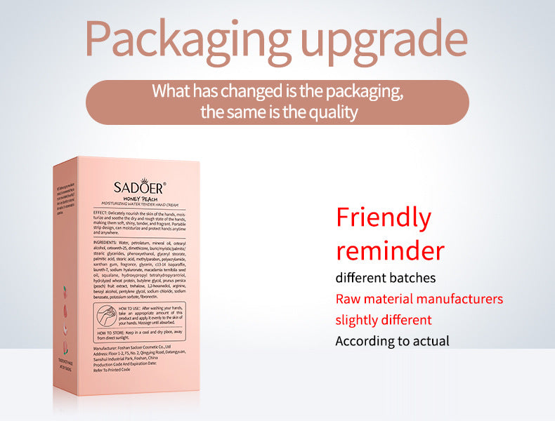 Pure English Hand Cream Box SADOER Avocado Peach Grapefruit Hydrating Hand Cream  Wholesale