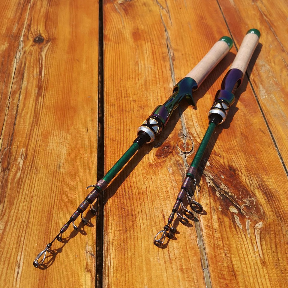 E-commerce Ultra-short Carbon Fiber Shrink UL Portable Lure Rod Electroplated Telescopic Stream Lure Rod