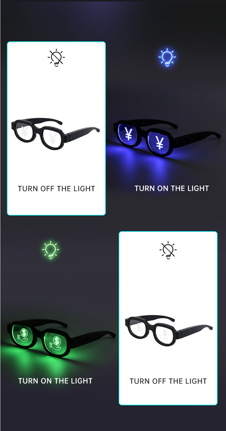 New LED Glowing Red Eye Glasses Same Style Glowing Glasses Personality Funny Party Performance Flashing Props