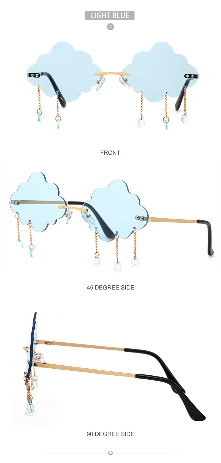 New Sunglasses for Women with Pendant Cloud Design, Trendy Personality Party Funny Ocean Film Prom Sunglasses