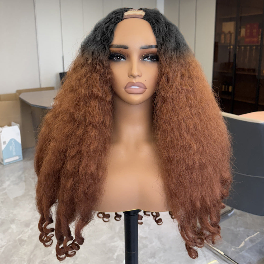 2H350 Highlight Yaki Synthetic  Afro Bouncy Curly End Wigs
