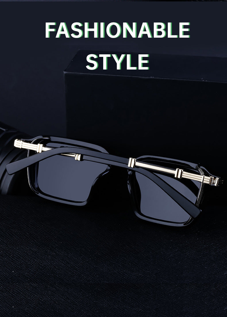 New European and American Fashion Polarized Sunglasses for Men Driving Anti-Glare Sunglasses Retro Punk Style Glasses shades
