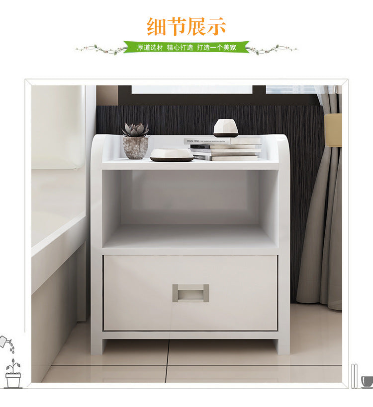 Economical Simple Modern Mini Cabinet Bedroom Bedside Storage Cabinet with Drawers Panel Bedside Table