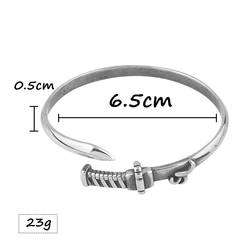 New Trendy Personality Stainless Steel Bracelet Ring Set Steel Color Vintage Titanium Steel Jewelry Ring Factory Wholesale