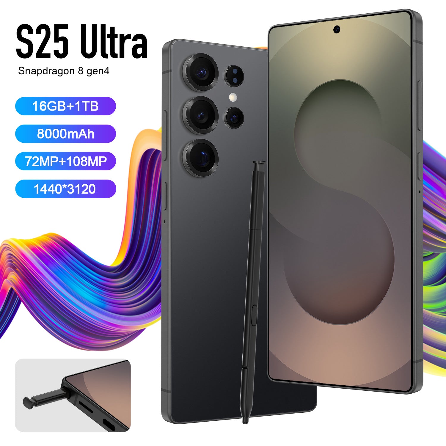 AliExpress TK Popular S25Ultra Android7.3inch smartphone16+1T Brand new, unopened factory