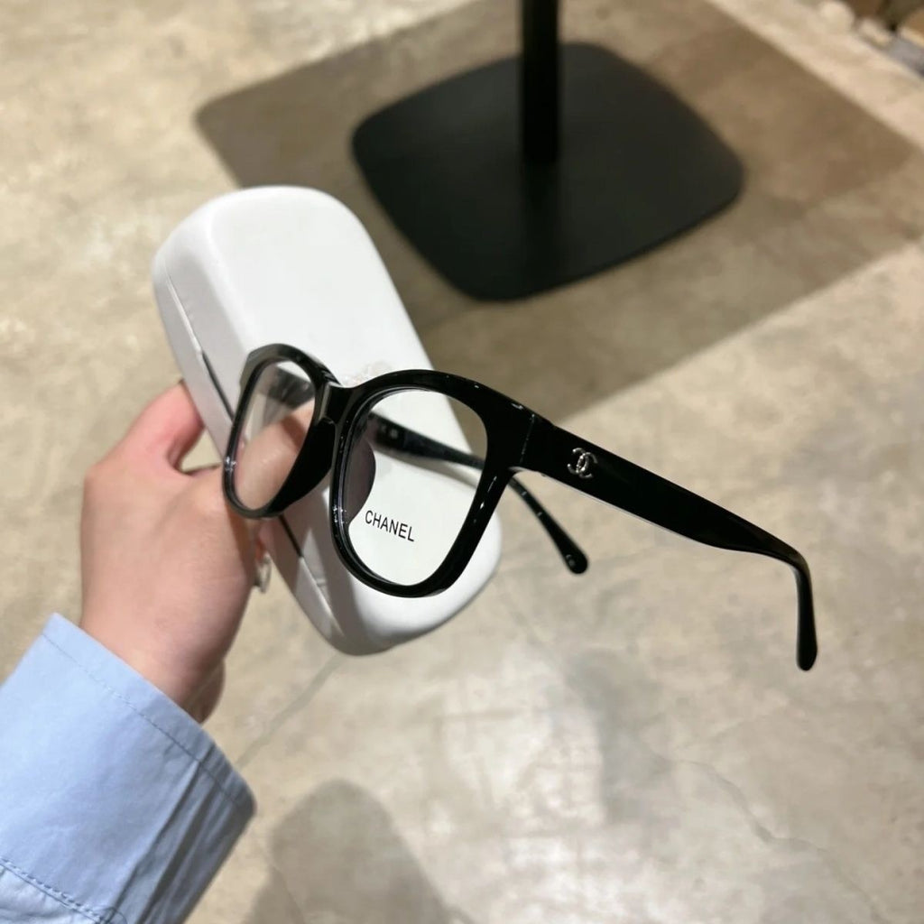 Xiaoxiangjia CH3392No Makeup Black Frame Women's Non-Prescription Glasses Frame Acetate Myopia Glasses Can Be Fitted with Prescription No Makeup Can Be Fitted
