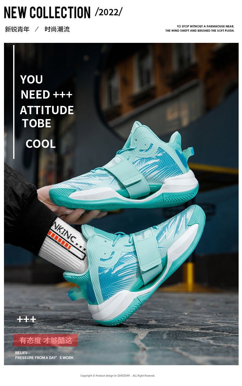 Autumn and Winter New Water Flower4Trendy Casual Basketball Shoes for Teenagers with Velcro Friction Sound and Non-Slip Sports Shoes