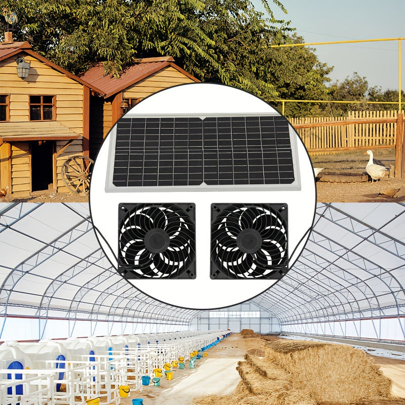 Factory Direct Solar Panel with Dual Fan Pet House Silent Solar Photovoltaic Panel Exhaust Fan Ventilation Cooling