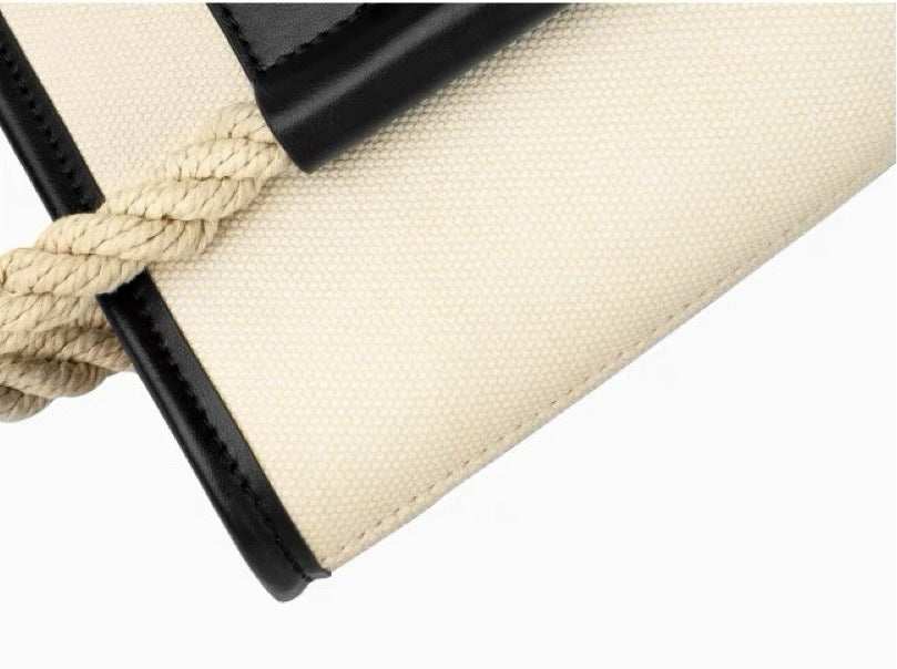 Women's Bag2024New Stylish Small Square Bag Fashionable Versatile Hemp Rope Square Handbag Color-Block Single Shoulder Crossbody Bag