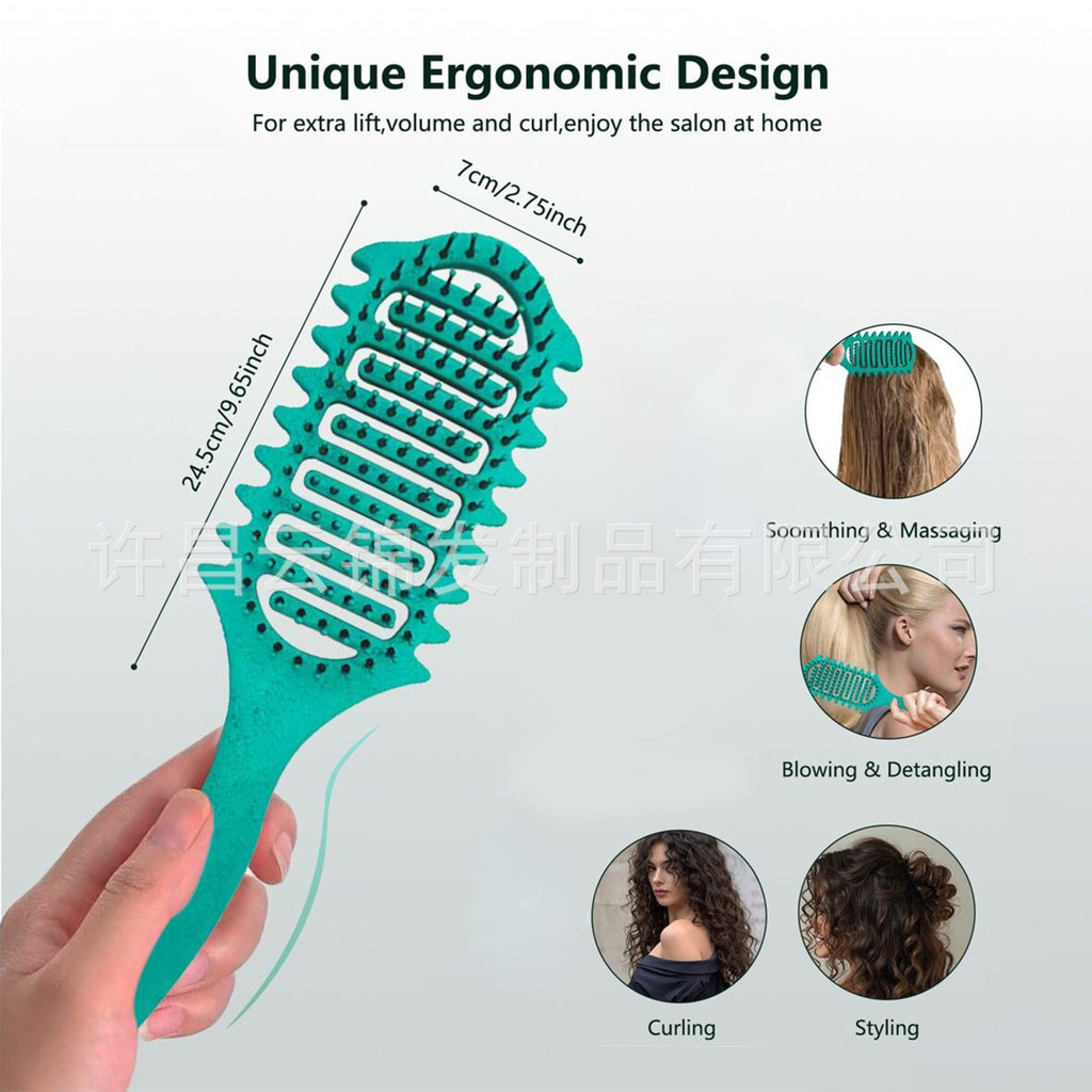 Curling Hair Special Three-Prong Comb Anti-Clumping Wide-Tooth Comb Smooth Hair Dry and Wet Dual-Use Comb Scalp Massage Hard-Tooth Hair Styling Comb