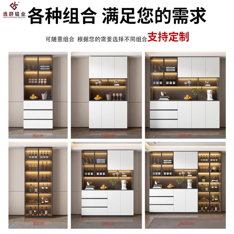 Aluminum Alloy Sideboard Wall-Mounted Integrated Storage Cabinet Wine Cabinet Living Room Household High Cabinet Kitchen Bowl Cabinet Storage Cabinet Manufacturer